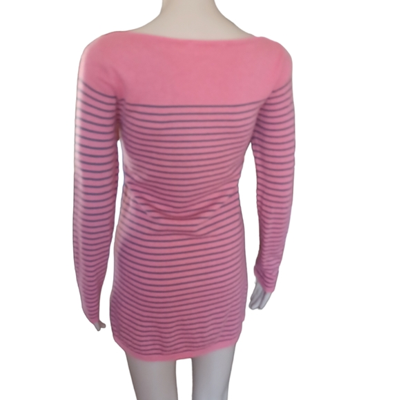 Boden Women's Long Sleeved Top Boat Neck Pink Striped Stretchy Pockets Size 2 - Picture 6 of 10
